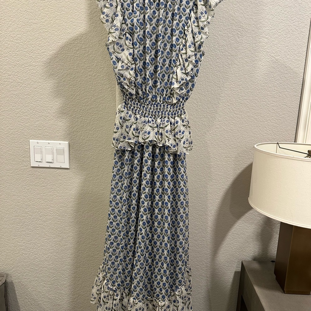 Misa Los Angeles Blue and White Midi Dress - Picture 10 of 10